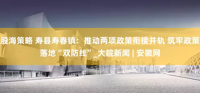 股海策略 寿县寿春镇：推动两项政策衔接并轨 筑牢政策落地“双防线”_大皖新闻 | 安徽网