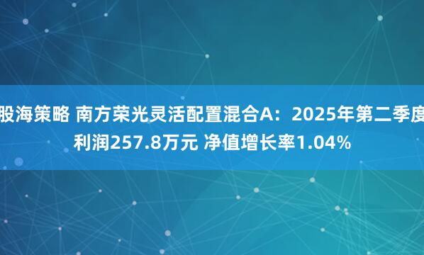 股海策略 南方荣光灵活配置混合A：2025年第二季度利润257.8万元 净值增长率1.04%